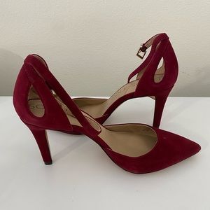 Sole Society, Crimson/red suede strappy heels, Size 7